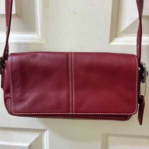 Vintage Coach Legacy red leather mini crossbody flap bag excellent condition